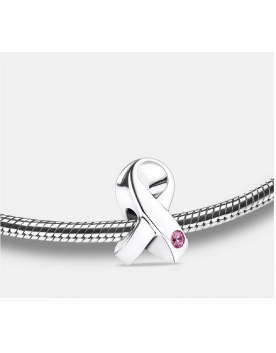 Breloque : Conscience - Plaqué Rhodium avec cristal rose